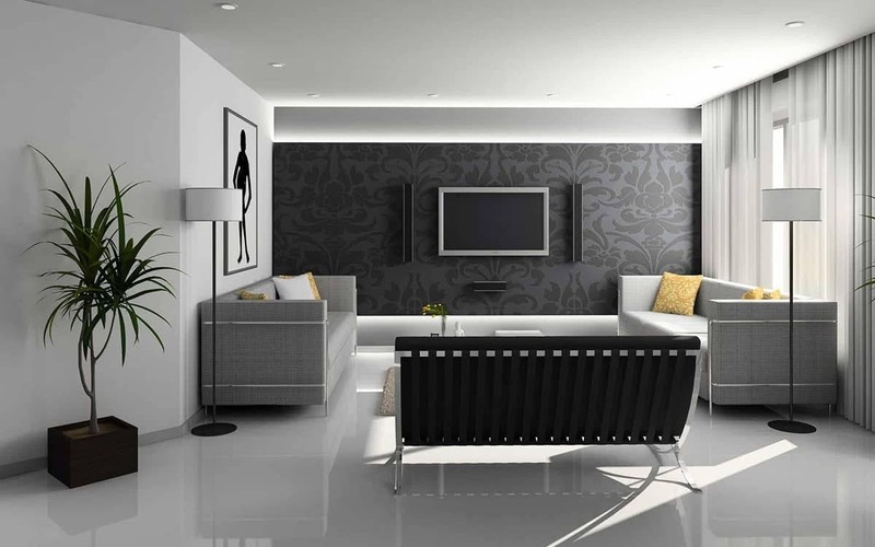 Không gian phòng khách mang phong cách Hitech được trang trí nội thất đơn giản mà tao nhã
