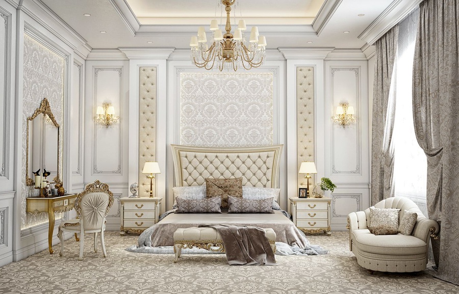 Tone trắng sang trọng, tinh tế rất được ưa chuộng trong thiết kế nội thất tân cổ điển